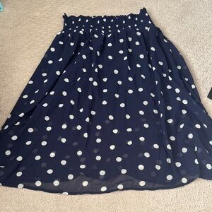 Adrianna Papell Dark Blue A-Line Skirt with White Dots